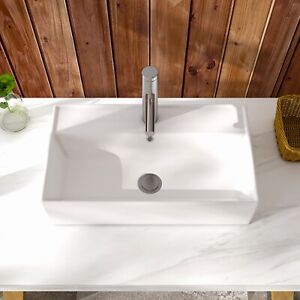MEJE 21.7x12.5in Counter Top Basin Wall Hang Rectangle Bathroom Vessel Sink