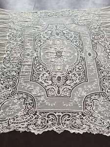 Antique and Lovely Circa 1860 Brussels Lace W/Point De Gaze Tablecloth 243x183cm