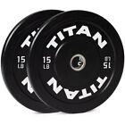 Titan Fitness 15 LB Economy Olympic Bumper Plates, Sold as a Pair