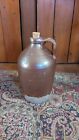 Antique Early Stoneware Two Tone Albany Slip Slender Brown Crock Jug 11.75