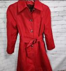 London Fog Womens Red Trench Coat Wool Blend Lined Size 8 Petite VINTAGE