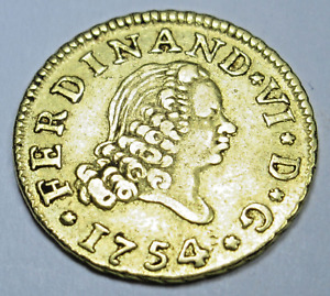 Authentic 1754 Spanish Gold 1/2 Escudo Old Antique Pirate Doubloon Treasure Coin