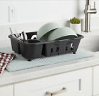 Plastic Dish Drying Rack, Silverware Cup, Angled Drain- Room Essentials 10x15x4