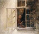 Handmade Oil Painting repro Peter Ilsted Girl Reading at the Window