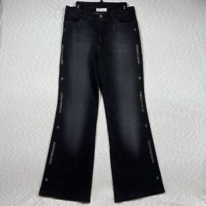 Bianca Maria Caselli Italy Gruppo Rhinestone  Black Wide Leg Jeans 32 Waist