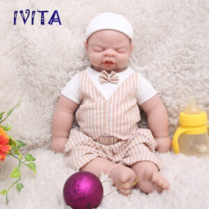 IVITA 19'' Silicone Reborn Doll Eyes Closed Baby Boy Birthday Gift Toy 3900g