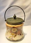 Antique Stoke on Trent W & R Biscuit Jar Carlton Ware Peony Design Silver Lid 