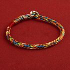 Real S925 Sterling Silver Clasp Colorful String Thread Braided Rope Bracelet