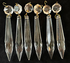 6 Vintage Prism Crystal Chandelier Drops Spear Icicle Glass Replacement Pieces