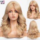 Pop Womens Golden Blond Heat Resistant Long Curly Wavy Full Volume Hair Wig USA