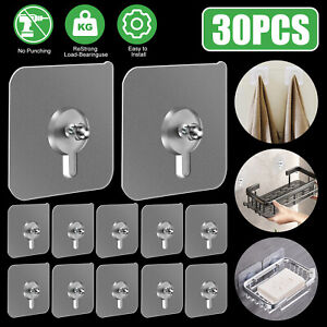 30Pcs Free Punching Seamless Screw Stickers Wall Hanging Self Adhesive Removable