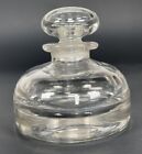 Antique Clear Blown Glass Ink Well Stopper Heavy Bottom Fountain Pen Writing 4