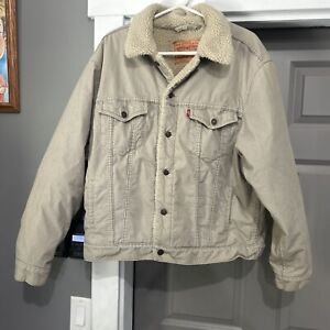 Nice Levis Jacket Mens Large Tan Corduroy Trucker Sherpa Lined Button 70520