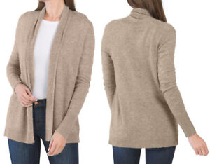 $349 NWT Tahari 100% 2 Ply Cashmere Open Front Cardigan Taupe Beige Sz XL