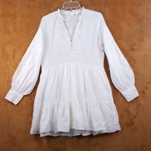 VERONICA BEARD Womens Dress Size 4 White Pullover Shift Embroidered Babydoll