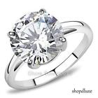4.90 Ct Round Cut CZ Solitaire Stainless Steel Engagement Ring Women's Size 5-10