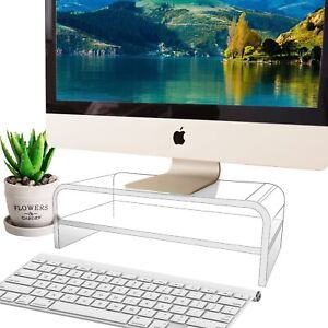 Acrylic Monitor Stand 2 Tier Clear Computer Monitor Stand Riser for iMac PC D...