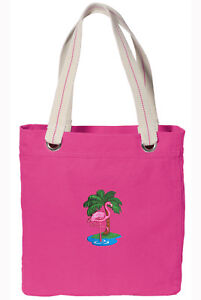 Pink FLAMINGO NEON Pink Cotton Tote Bag HOT COLORS!