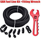 10FT 6AN Fuel Line Kit Nylon Braided Fuel Line Hose Fitting Kit + Fitting Wrench