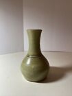 Vintage Studio Pottery Bud Vases Green/Gray 5.25”tall 3.25 At Base Signed