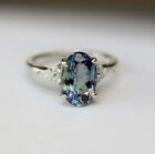 2.50Ct Lab Created Oval Blue Sapphire Wedding Ring 14K White Gold Finish