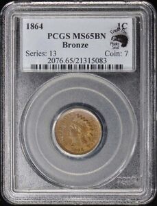New Listing1864 1C Bronze Indian Cent - Type 3 Bronze PCGS MS65BN