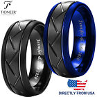 Tungsten Carbide Zigzag Groove Design Comfort Fit Wedding Band Ring FREE ENGRAVE