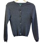 J.Crew Merino Wool Cropped Gray Ribbed Button Cardigan Sweater Size Small