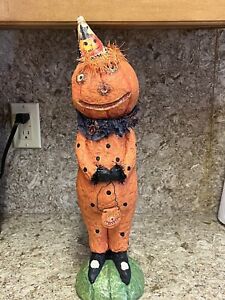 Debra Schoch Halloween Figurine Pumpkin Man Holding Spooky Purse