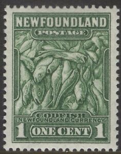 NEWFOUNDLAND 183 1932 1c GREEN PILE OF CODFISH FIRST RESOURCES ISSUE P13.5 MPH