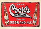 Cook's beer and ale Goldblume, Kraeusened metal tin sign bathroom wall decor