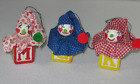 Vintage Christmas Ornaments 3 Clown Jack in the Box Wood ABC Block Handmade 80s
