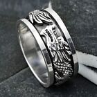 925 Sterling Silver Men's Ring 3D Detailed Dragon Anxiety Spinner Wedding Band