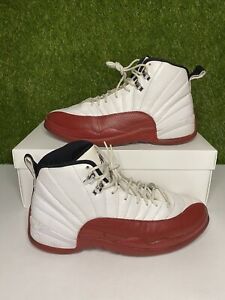 Size 10 - Air Jordan 12 Retro Cherry 2009 130690-110 White Red Mens Sneakers