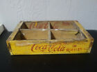 Vintage Coca Cola Wood Crate Carrier Case Yellow Red Lettering 1965