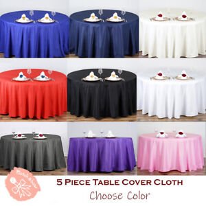 5 pc Round Tablecloth Table Cover Party Wedding Linen Colors Choose Size Color