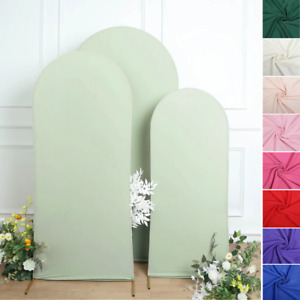 3 Fitted Matte Spandex Round Top Wedding Arch Backdrop STAND COVERS Set Party