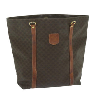 CELINE Macadam Canvas Tote Bag PVC Leather Brown Auth 63637