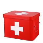 Metal First Aid Empty Box, Medicine Storage Organizer with Removable Tray Handle