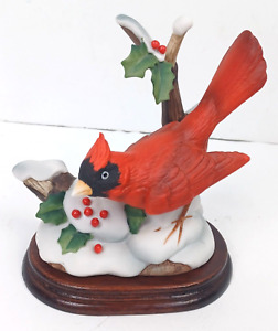 Vintage 1984 Cardinal Porcelain Figurine Andrea By Sadek #7178 with Wooden Base
