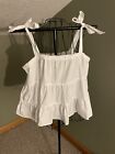 NWT American Eagle Women XL Baby Doll Top White  Adjustable Tie Straps Adorable