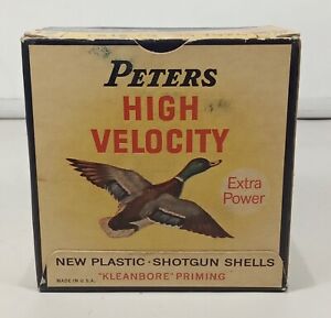 Vintage Peters High Velocity 12 Gauge Empty Shot Shell Box Duck (Extra Power)