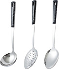 3-Piece,Stainless Steel Serving Spoons Set with Slotted Spoon, Serving Spoon and