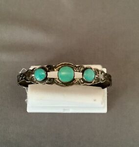 Old Pawn Southwest Native American Sterling Turquoise 5-1/4” Cuff Bracelet