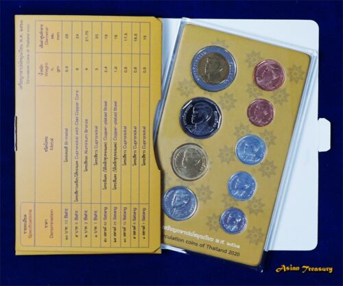 2020 THAILAND 9 COIN YEAR SET KING RAMA X IN ACRYLIC MINT PACK UNC LOW MINTAGE