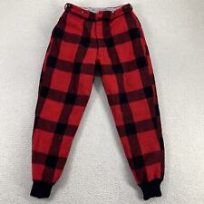 VINTAGE Wards Western Field Pants Mens 30 Red Wool Buffalo Plaid Insulated Adult