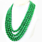 1045.00 Cts Earth Mined 4 Strand Green Emerald Round Beads Necklace NK 46E36