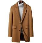 Mens Youth Chic Lapel Wool Blend Removeable Down Lining Trench Coat Overcoat 463