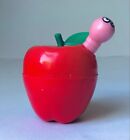 Vintage 1987 Topps WORMY APPLE Bubble Gum Container 2” Candy RED Rotten Apple