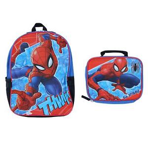 New Marvel Boy's Spider-Man 16-Inch Backpack with Lunch Bag